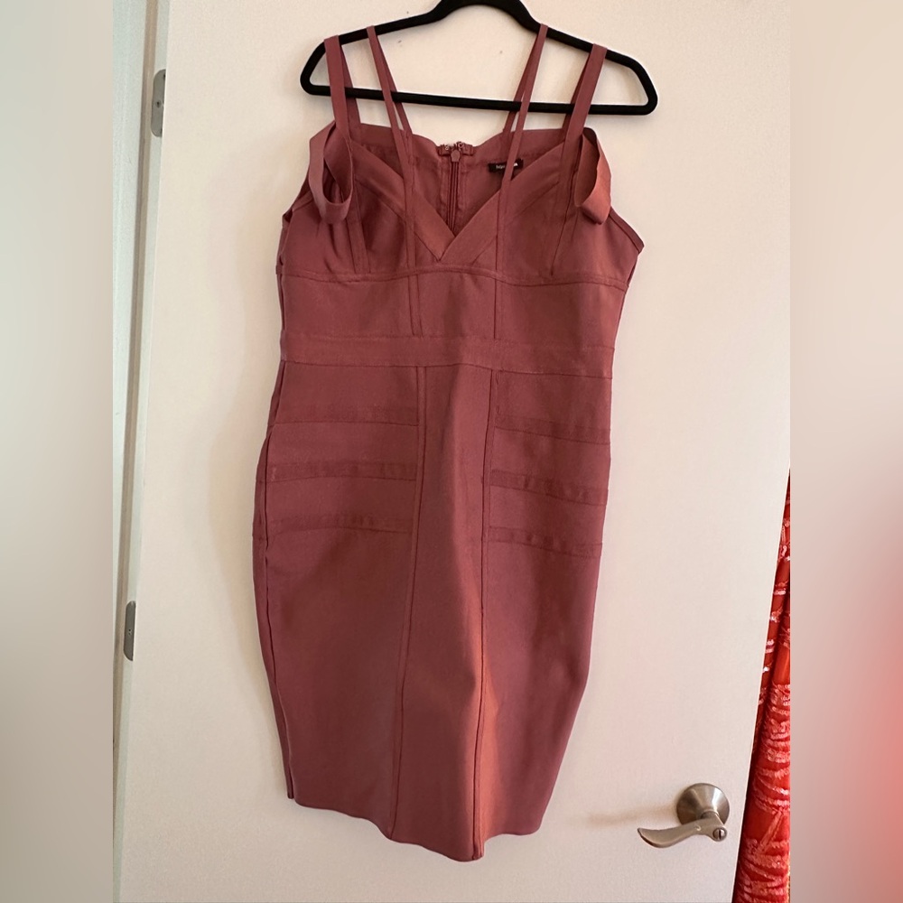 Fashion Nova Strapless Dusty Rose Dress